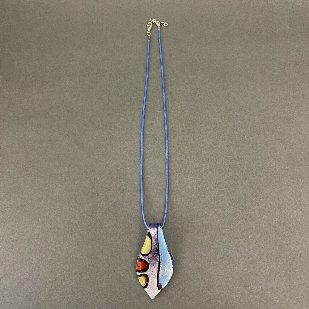 Blue‎ Multicolor Glass Cord Necklace Fashion Jewelry NWOT